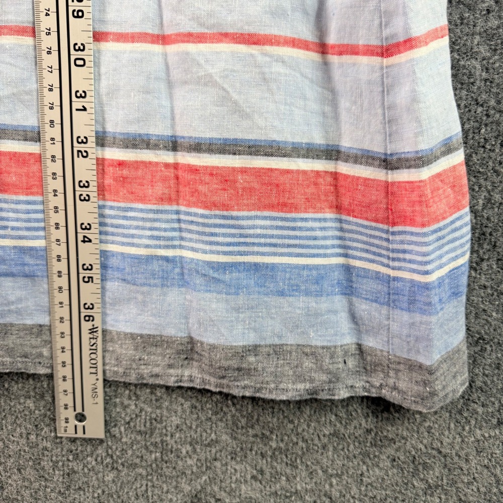 J. Jill Light Blue Midi Linen Dress with Coral and Navy Stripe Hem - Picture 8 of 8
